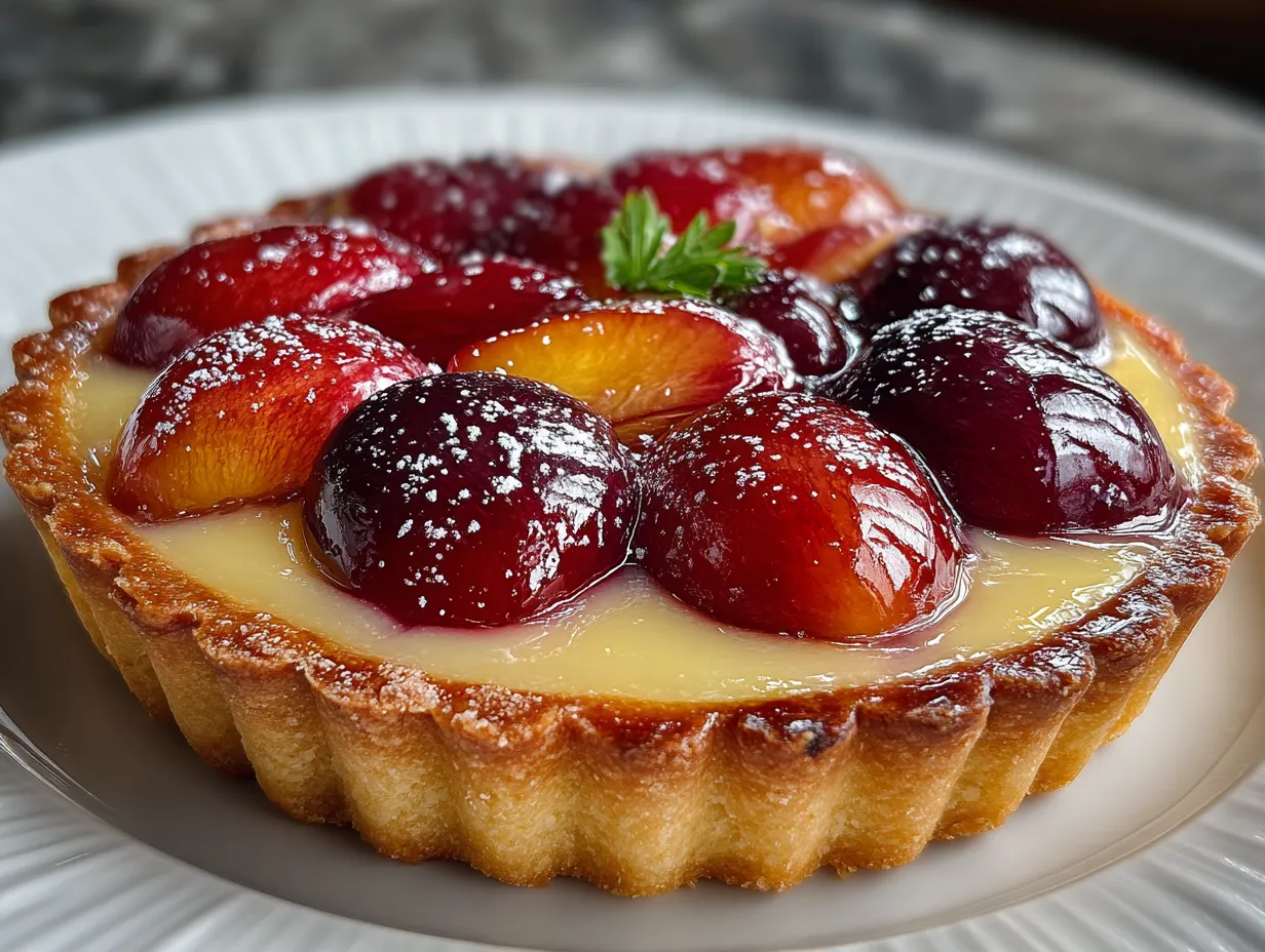 Fresh Plum Tart with Greek Yogurt Filling