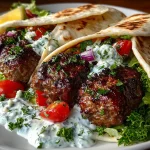 Grilled Beef Kofta Wraps with Tzatziki
