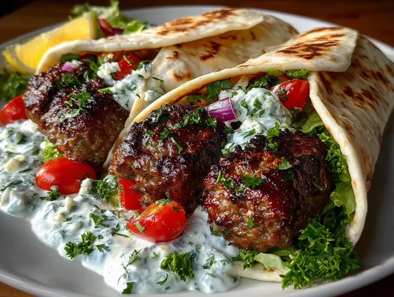 Grilled Beef Kofta Wraps with Tzatziki