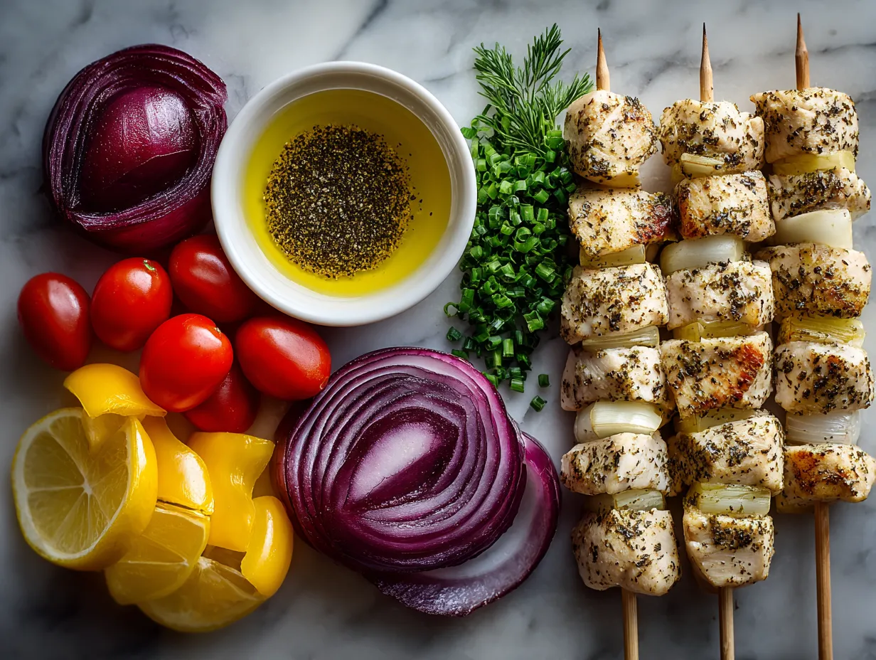 Ingredients for Grilled Lemon Herb Chicken Kabobs
