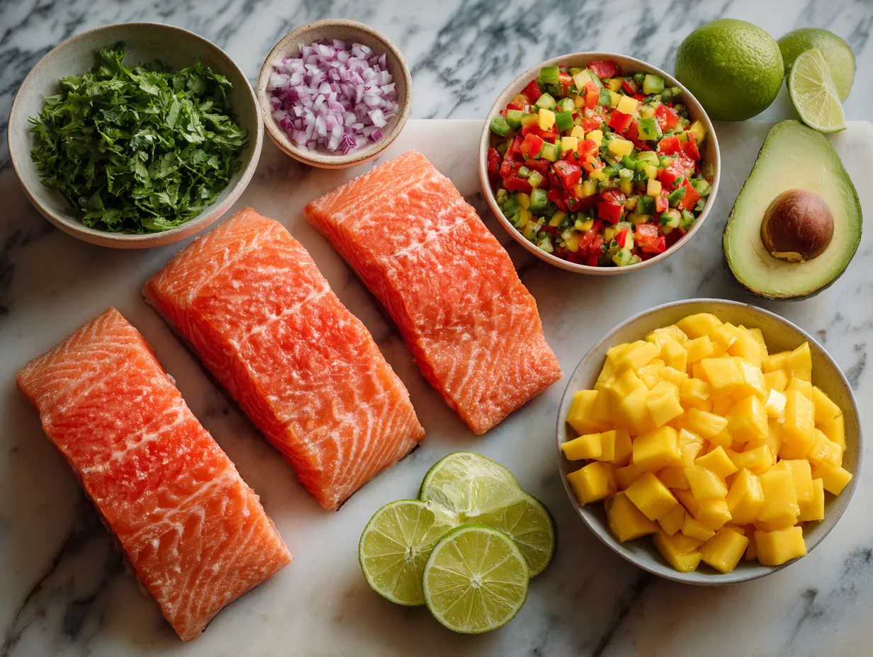 Ingredients for Grilled Salmon with Mango Lime Salsa