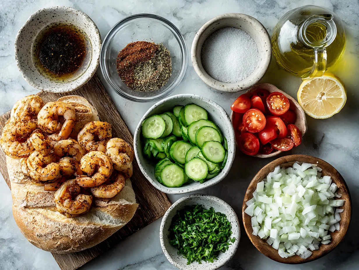 Ingredients for Grilled Shrimp Po Boys with Low Calorie Bread