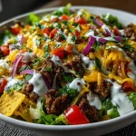 Ground Beef Taco Salad (Greek Yogurt Dressing)