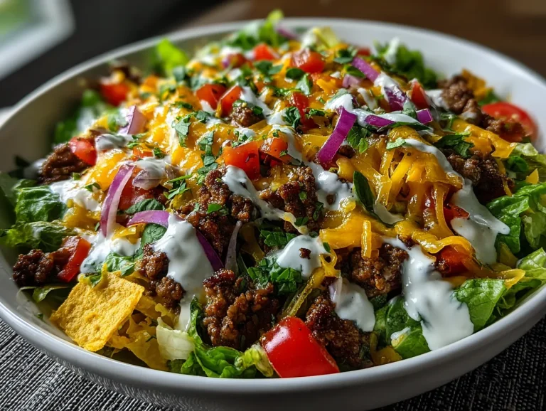 Ground Beef Taco Salad (Greek Yogurt Dressing)
