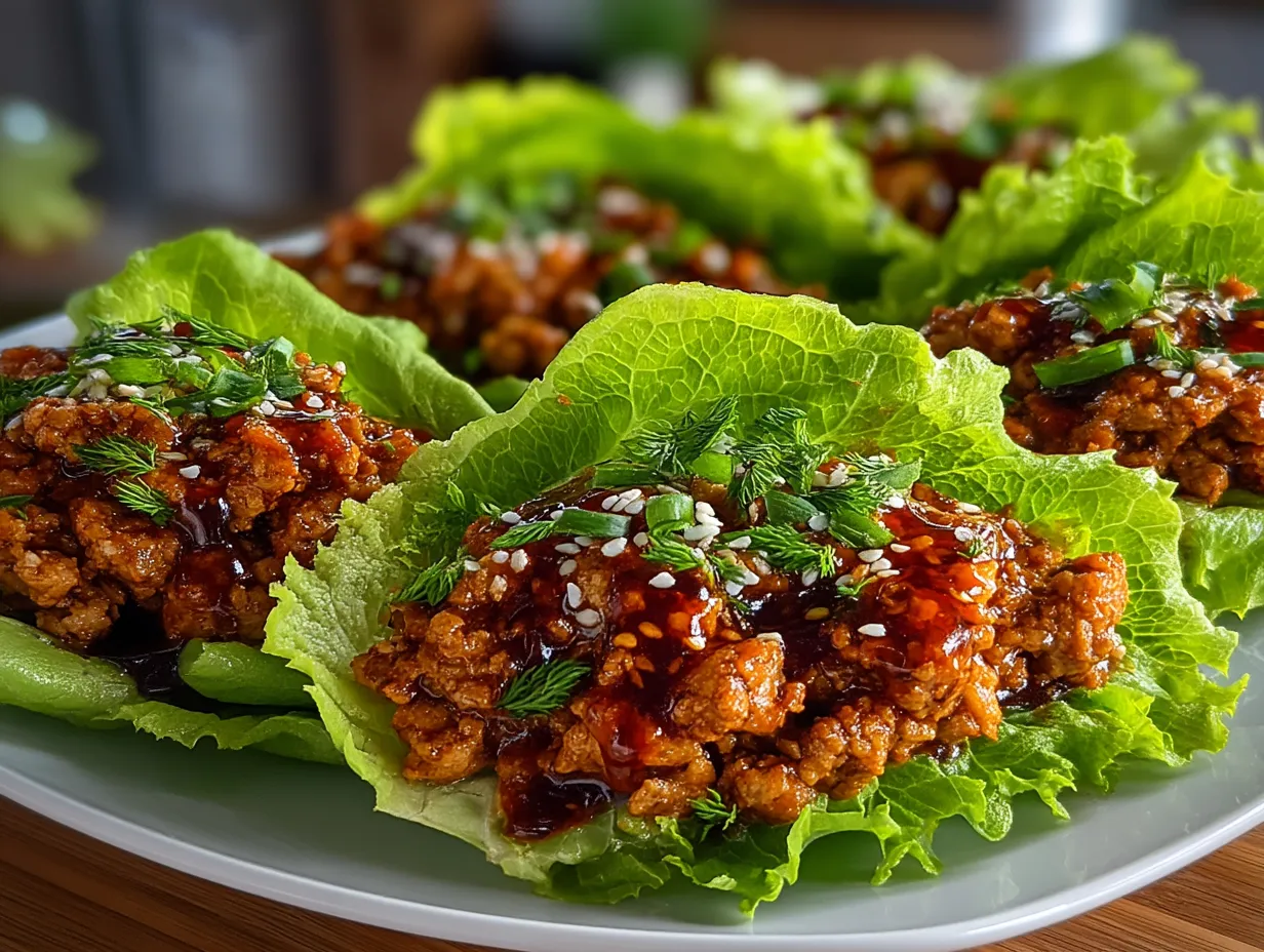 Serving Ground Turkey Summer Sloppy Joes wrapped in lettuce