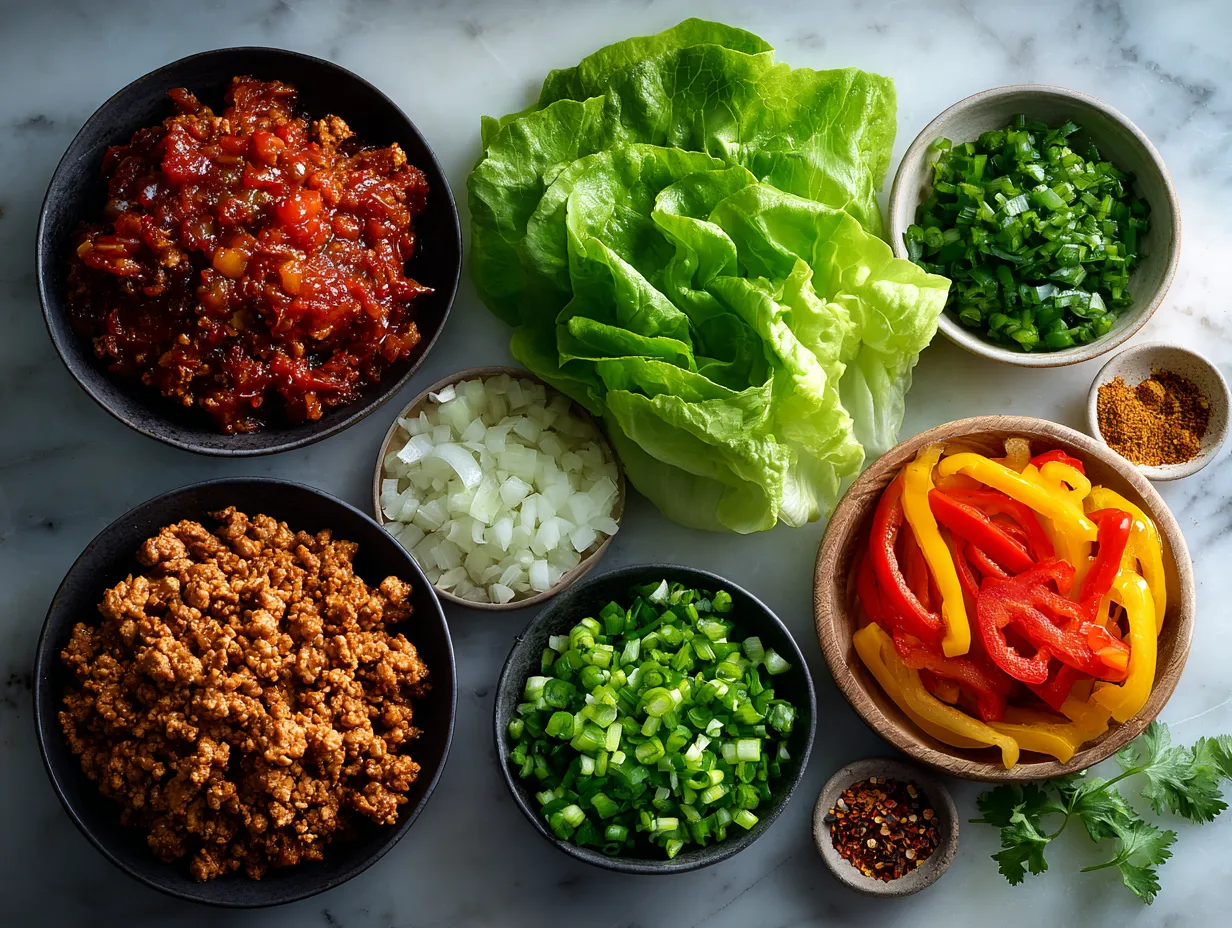 Ingredients for Ground Turkey Summer Sloppy Joes with Lettuce wrapped