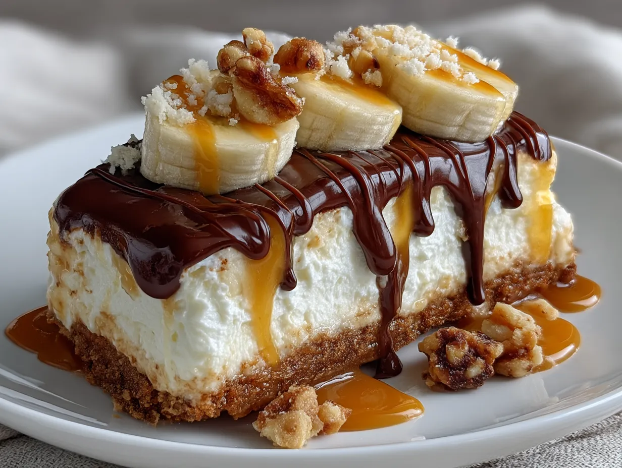 A serving platter of Healthy Frozen Banana Snickers topped with chopped nuts and drizzled with chocolate