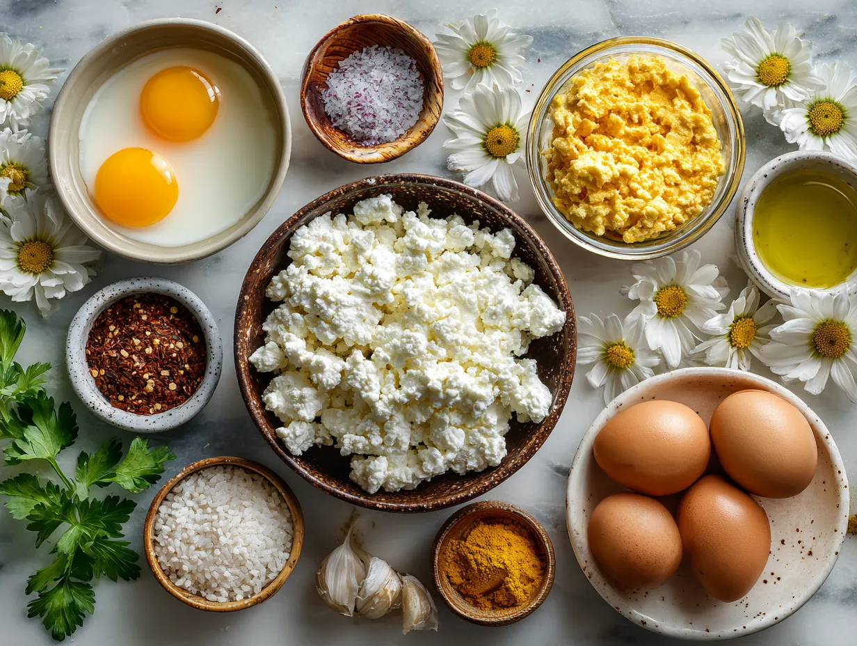 Ingredients for high protein cottage cheese scrambled eggs