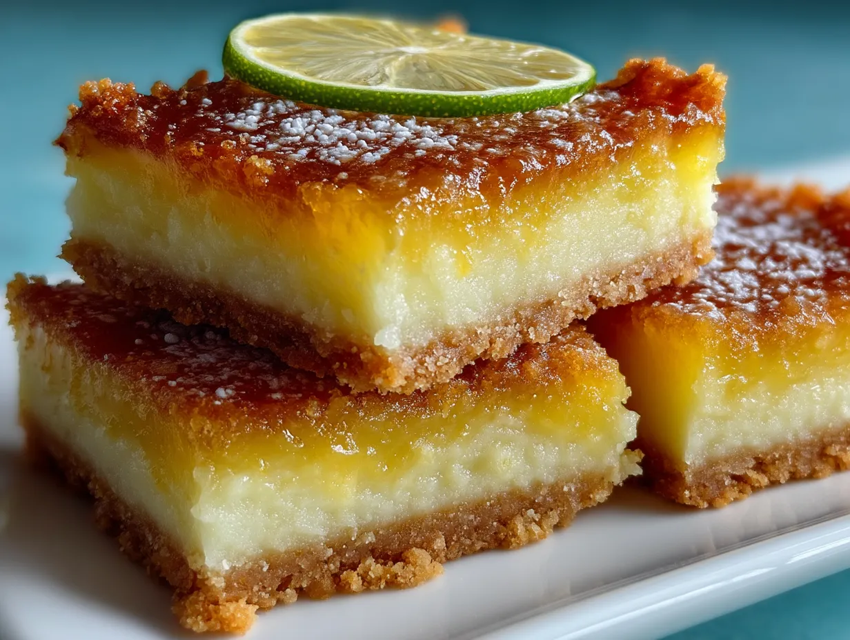 Serving lemon bars with oat shortbread crust on a plate ready to enjoy
