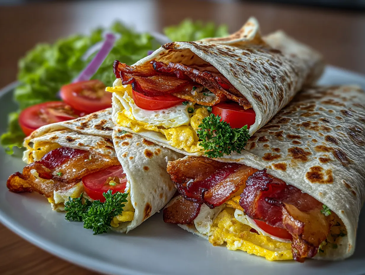 Low Calorie Turkey Bacon & Egg Wraps