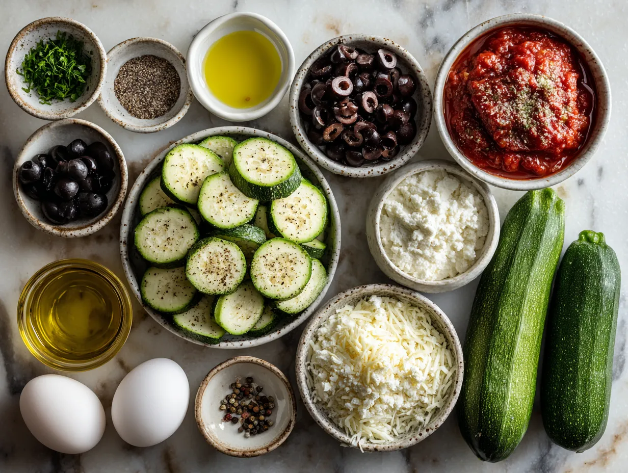 Ingredients for Low Calorie Zucchini Lasagna