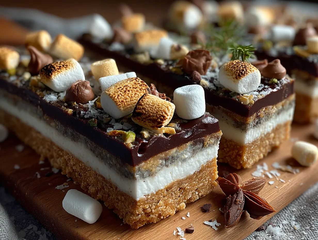 No-Bake S’mores Protein Bars ready to serve