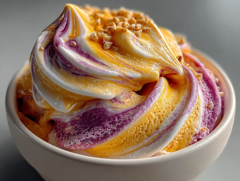 No-Churn Peach Swirl Protein Ice Cream