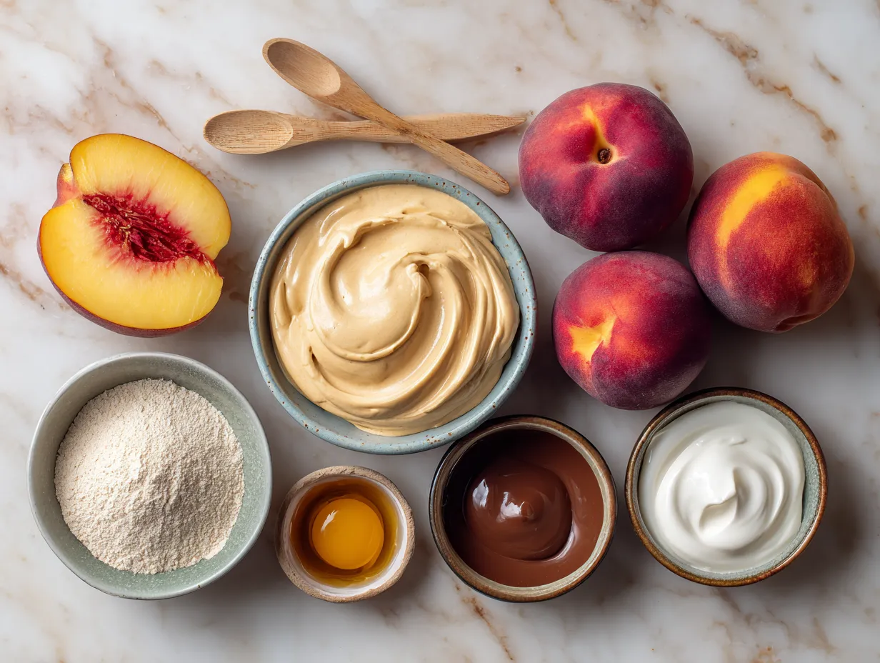 Ingredients for No-Churn Peach Swirl Protein Ice Cream