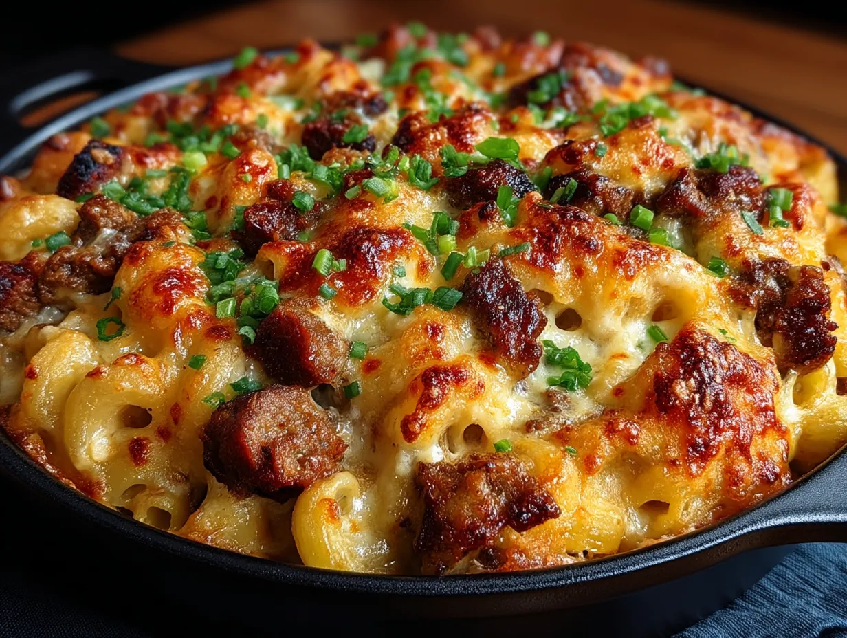 Serving One-Pot Beef Macaroni Casserole Light