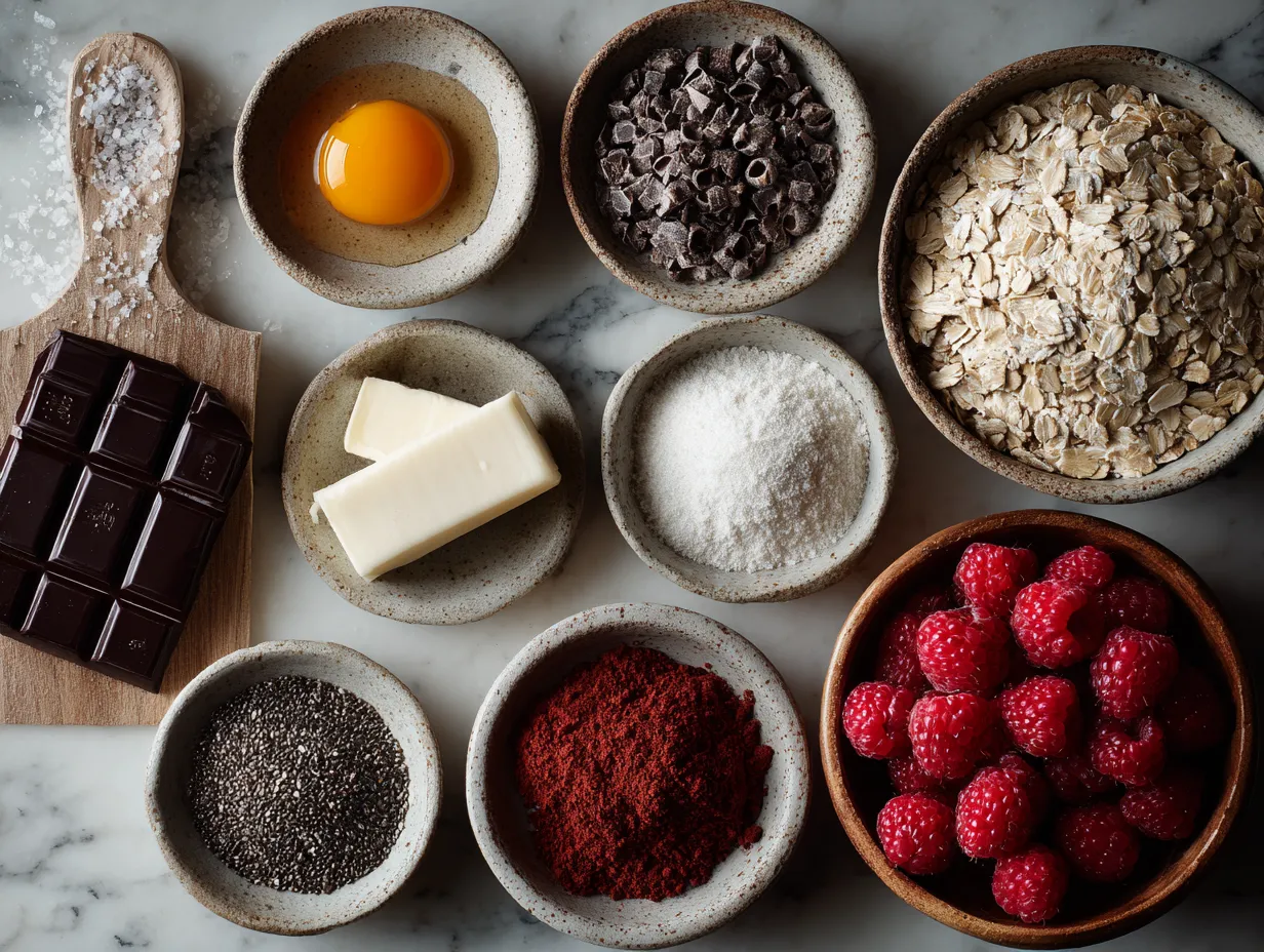Ingredients for Raspberry Dark Chocolate Overnight Oats