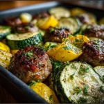 Sheet Pan Beef Sausage & Summer Squash