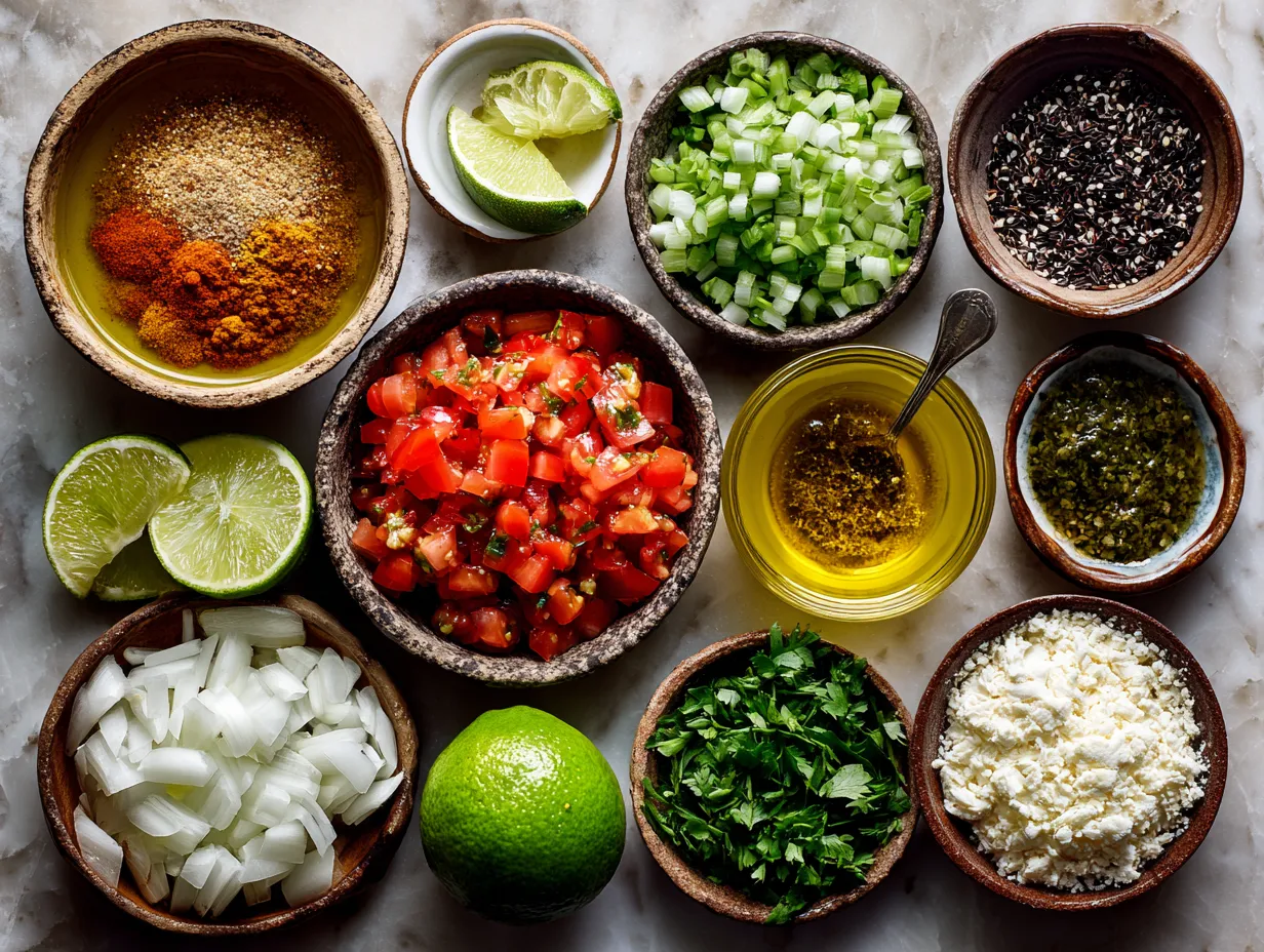 Ingredients for Slow Cooker Chicken Tortilla Soup No Pork including chicken, tomatoes, corn, black beans, and spices