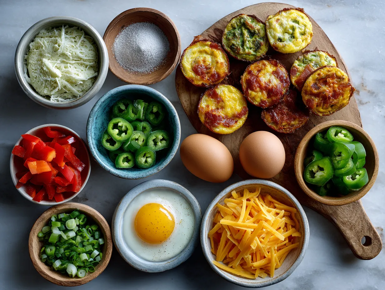 Ingredients for Turkey Bacon Pepper Jack Egg Bites