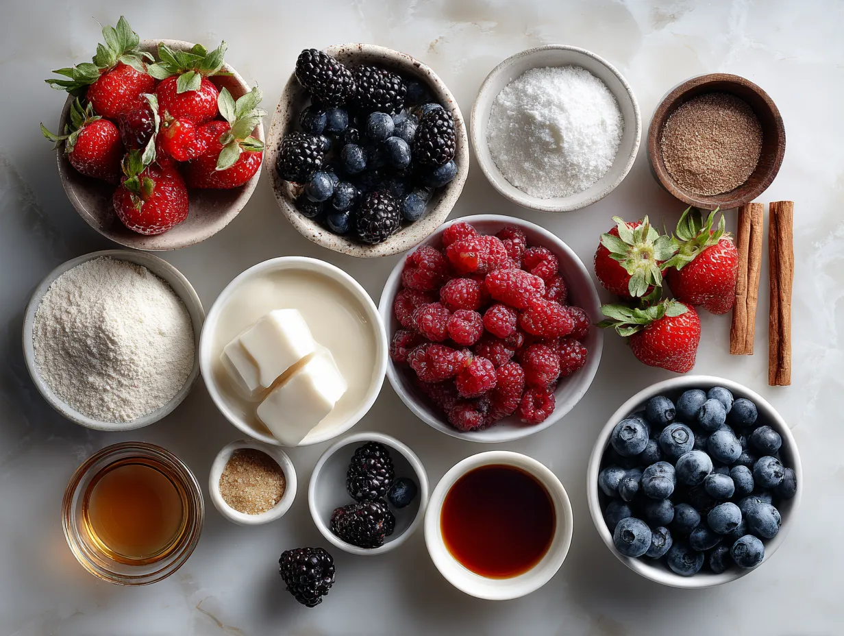 Ingredients for Vanilla Bean Panna Cotta with Berries
