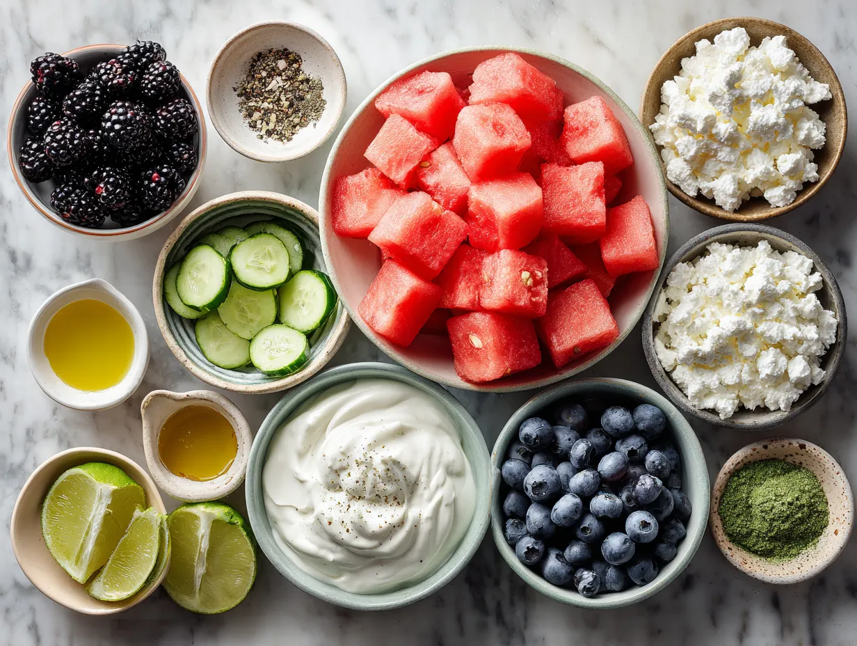 Ingredients for Watermelon Pizza with Greek Yogurt Frosting