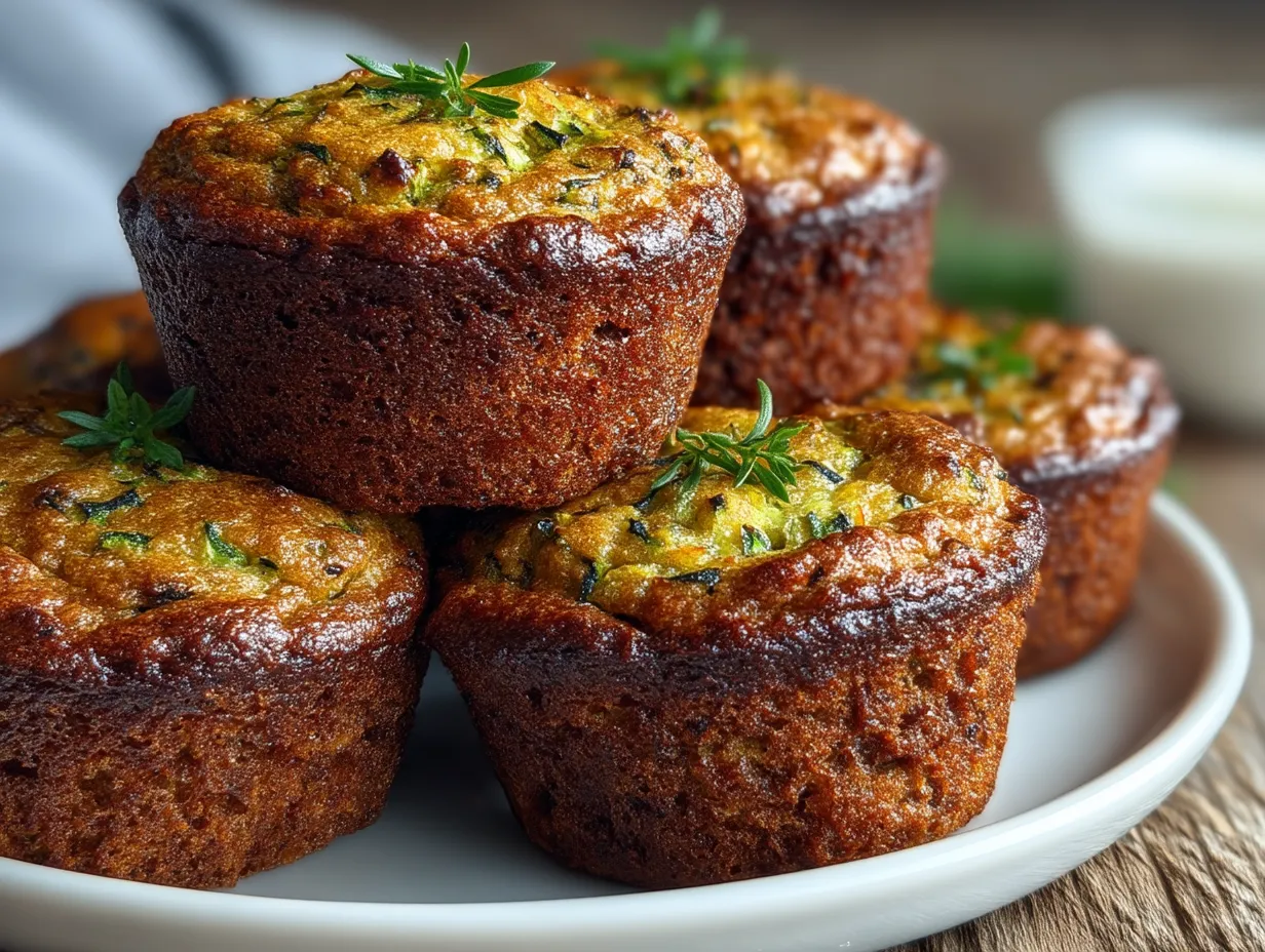 Zucchini bread protein muffins served as snacks and breakfast