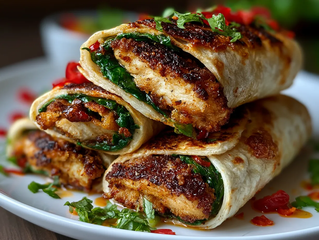 Air Fryer Crispy Chicken & Spinach Wraps