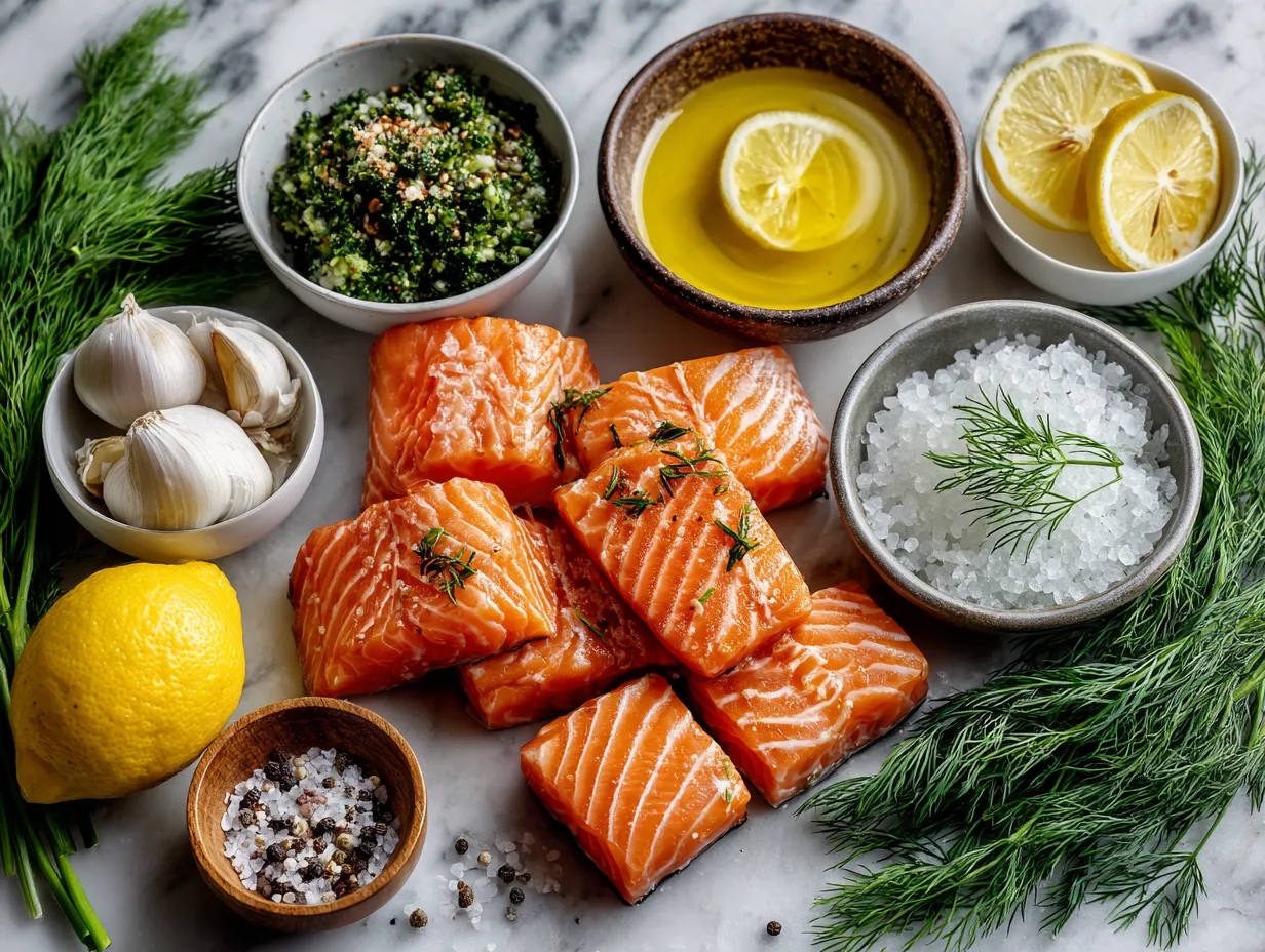 Ingredients for Air Fryer Honey Garlic Salmon Bites