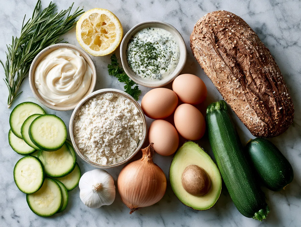 Ingredients for Air Fryer Zucchini Fries with High Protein Ranch