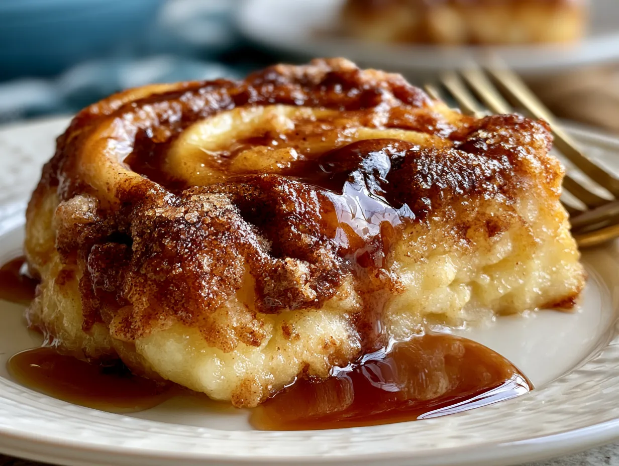 Serving warmed Baked Cinnamon Apple Slice with whipped cream