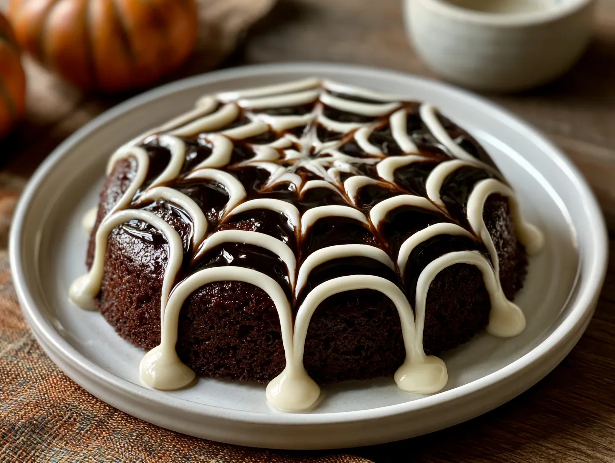 Black Velvet Spider Web Cake
