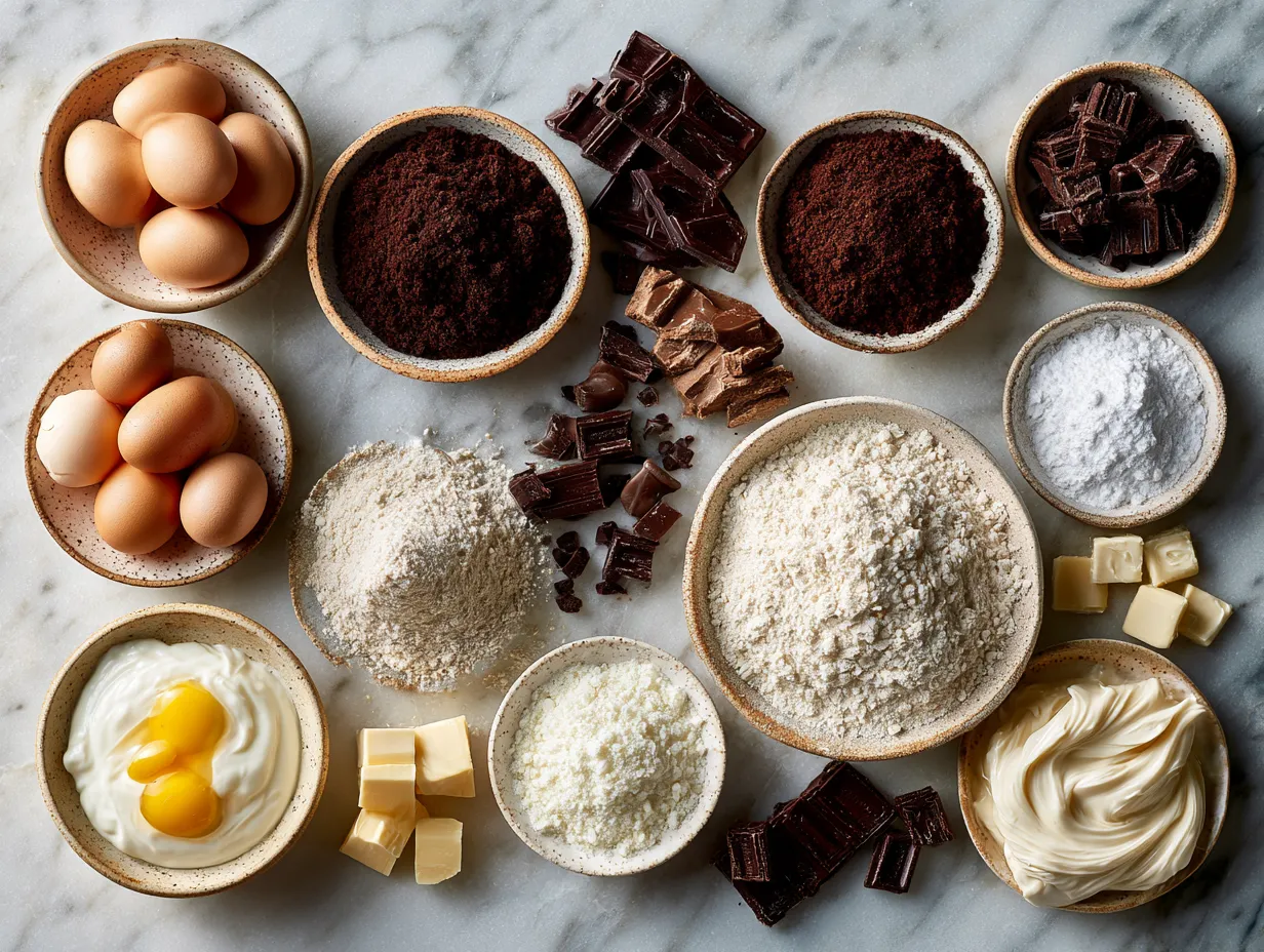 Ingredients for Black Velvet Spider Web Cake