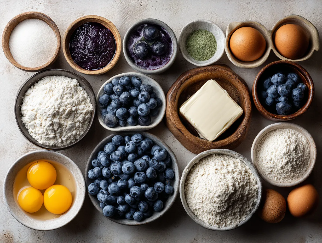 Ingredients for homemade blueberry cobbler