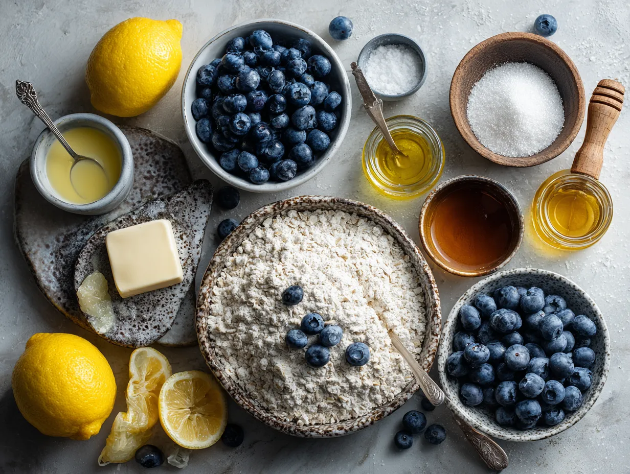 Ingredients for Blueberry Lemon Baked Oatmeal (Cold)