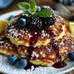 Blueberry Lemon Protein Pancakes