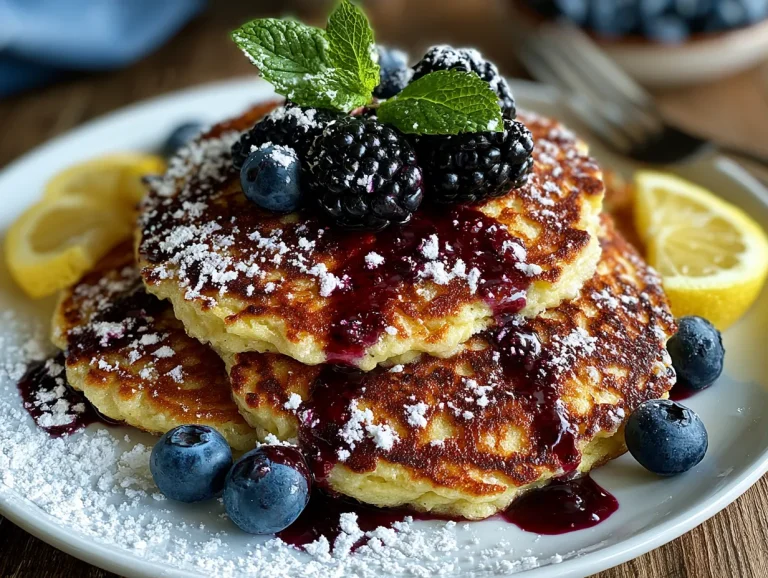 Blueberry Lemon Protein Pancakes