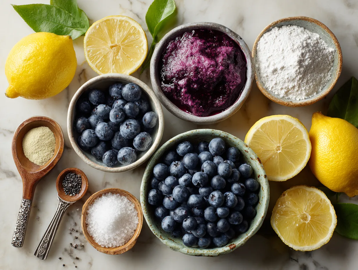 Ingredients for Blueberry Lemonade Slushie natural version
