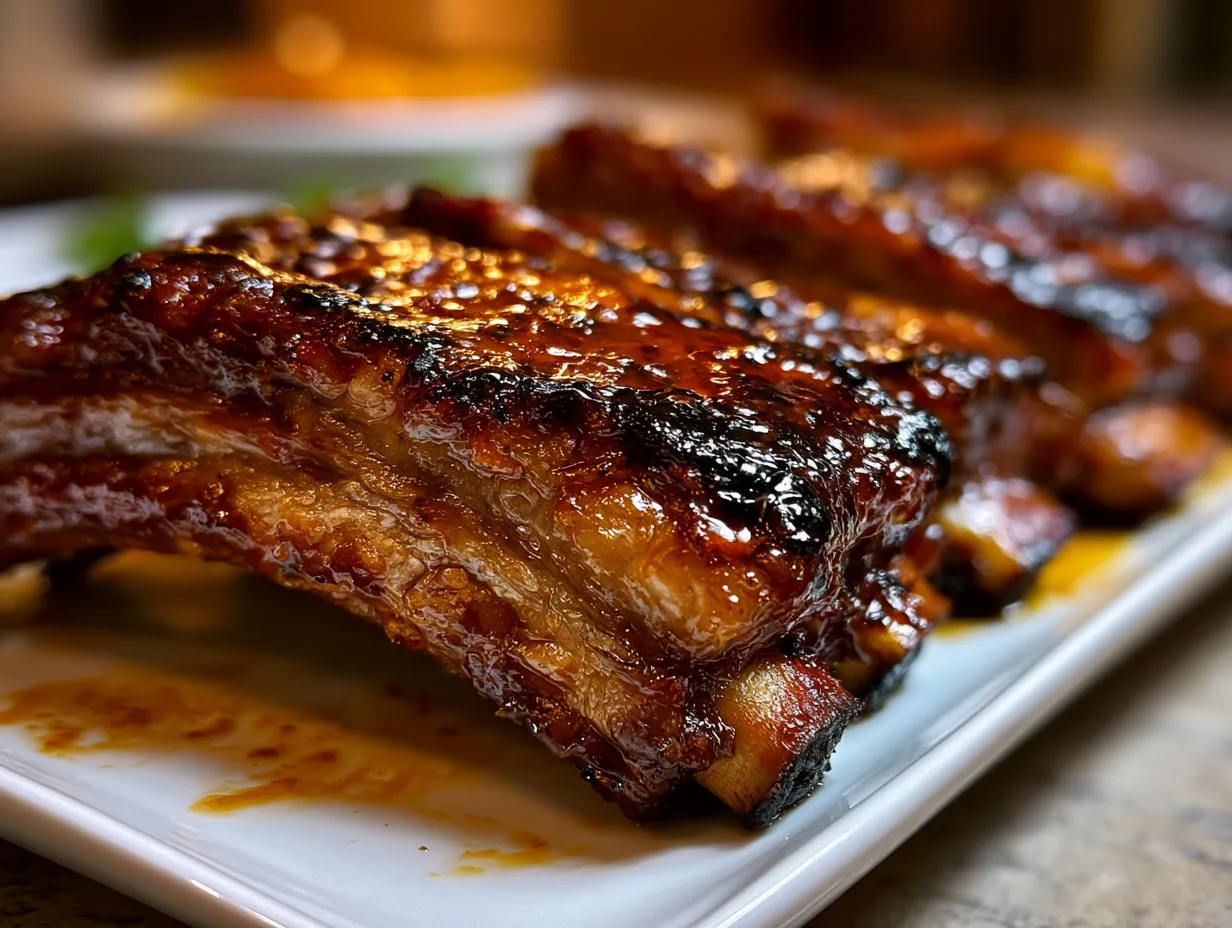 Creepy Skeleton BBQ Beef Rib served on a platter, arranged like a skeleton