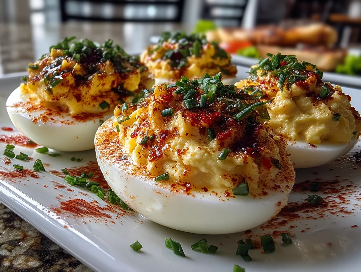 Serving Deviled Eggs as a delicious family snack