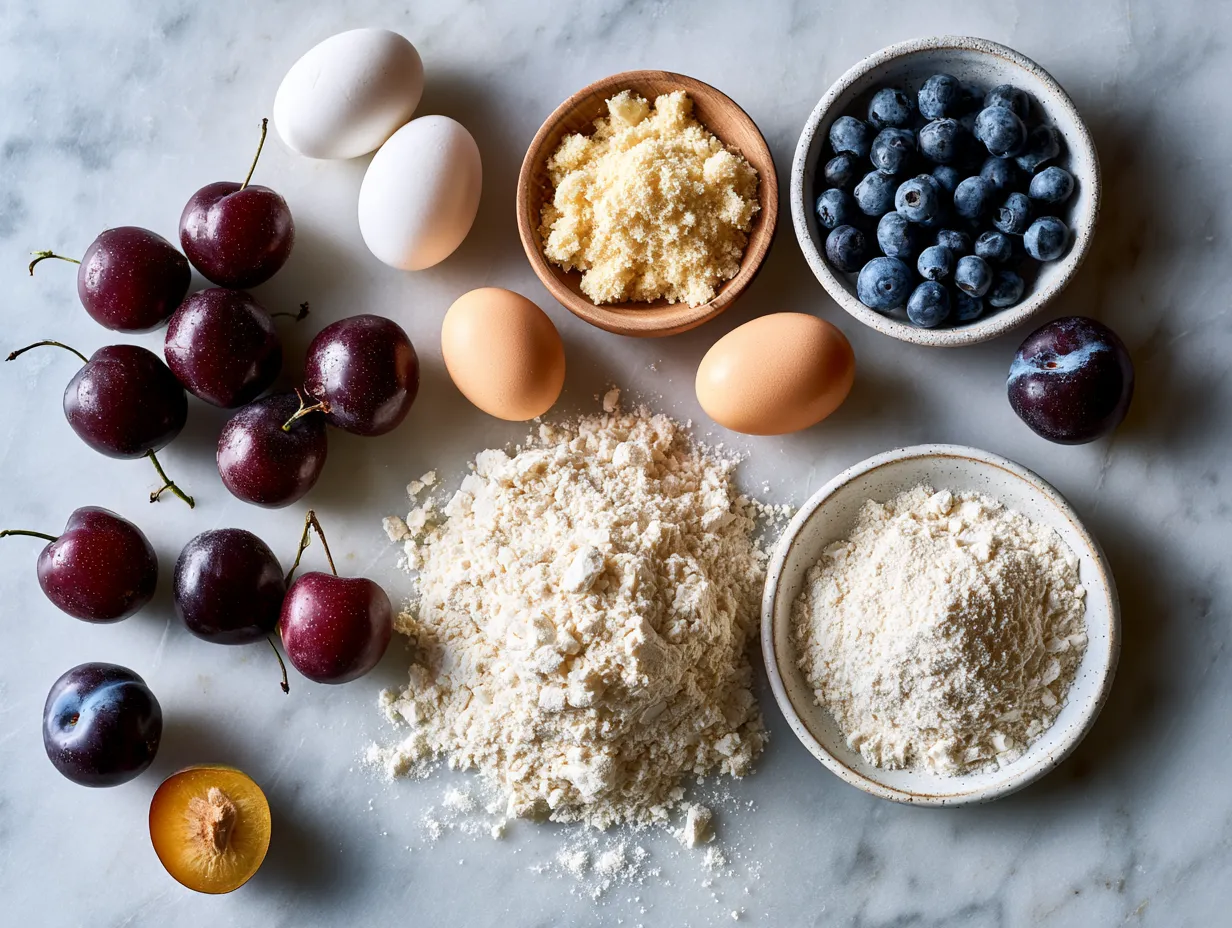 Ingredients for Fresh Plum Tart without puff pastry