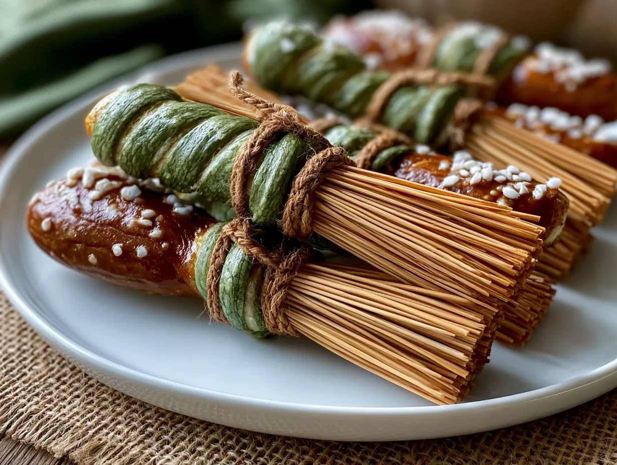 Green Witch Broomstick Pretzel Snack