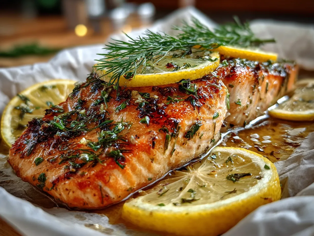Grilled Lemon Dill Salmon En Papillote