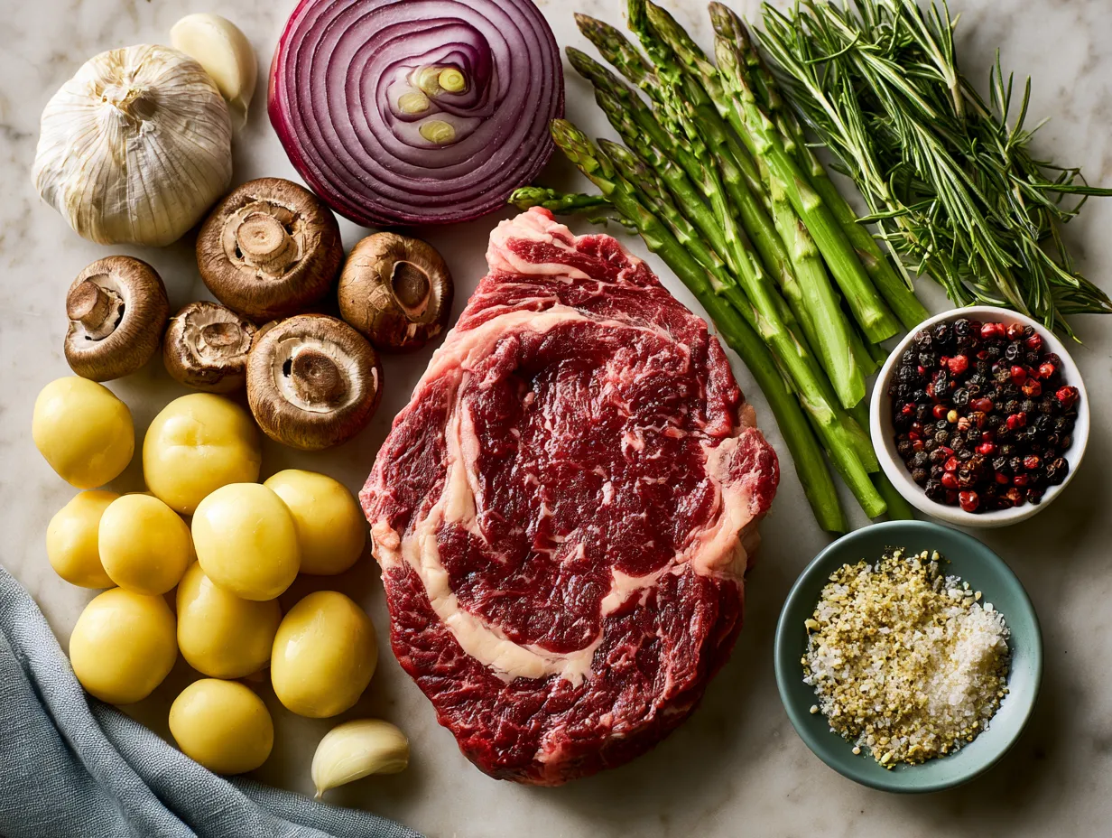 Ingredients for grilling ribeye steak