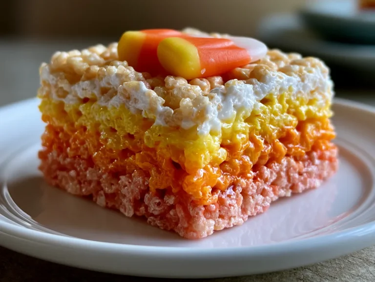 Halloween Candy Corn Rice Krispie Treat