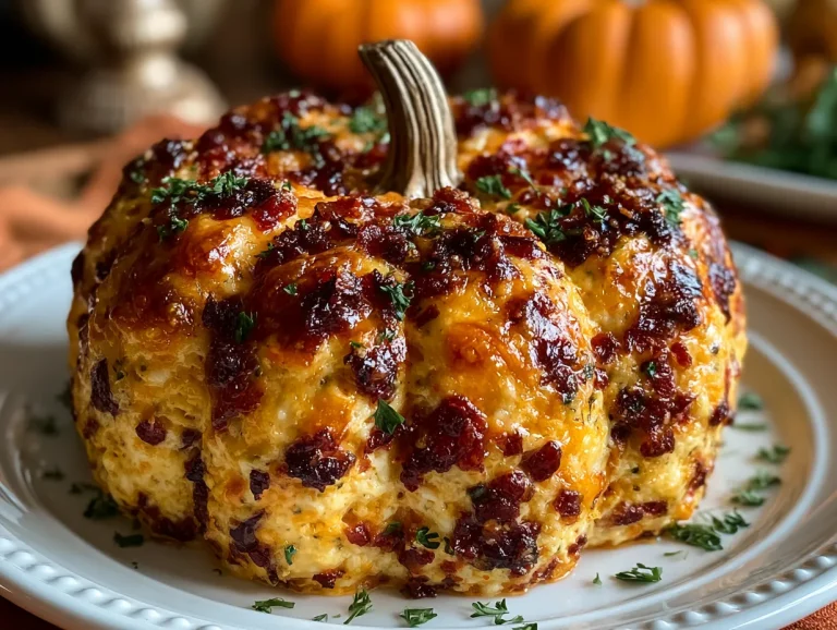 Halloween Pumpkin Shaped Cheese Ball