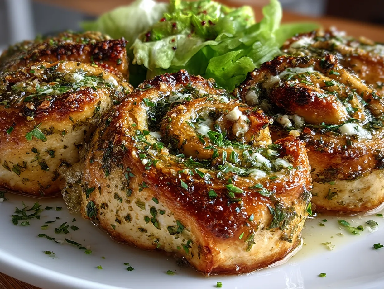 Served Lemon Herb Chicken Caesar Pinwheels on a platter with lemon wedges