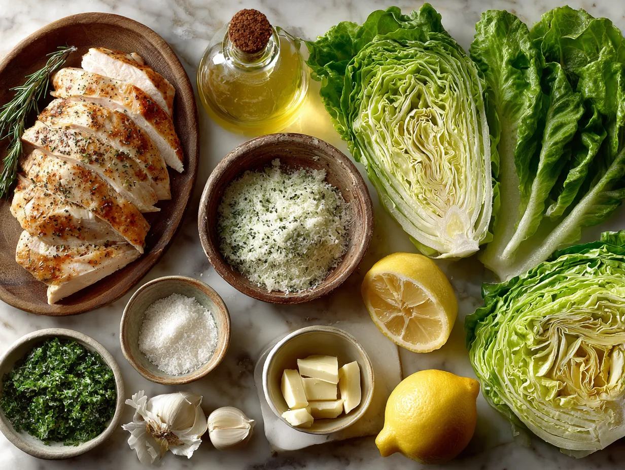 Ingredients for Lemon Herb Chicken Caesar Pinwheels