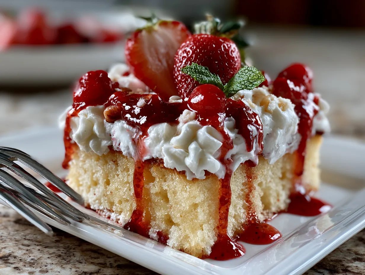 Low Calorie Strawberry Poke Cake