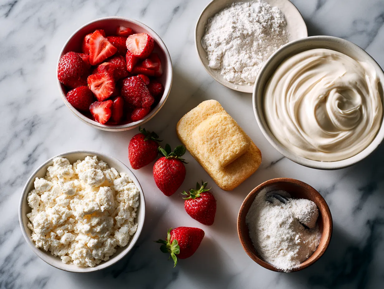 Ingredients for Low Calorie Strawberry Poke Cake