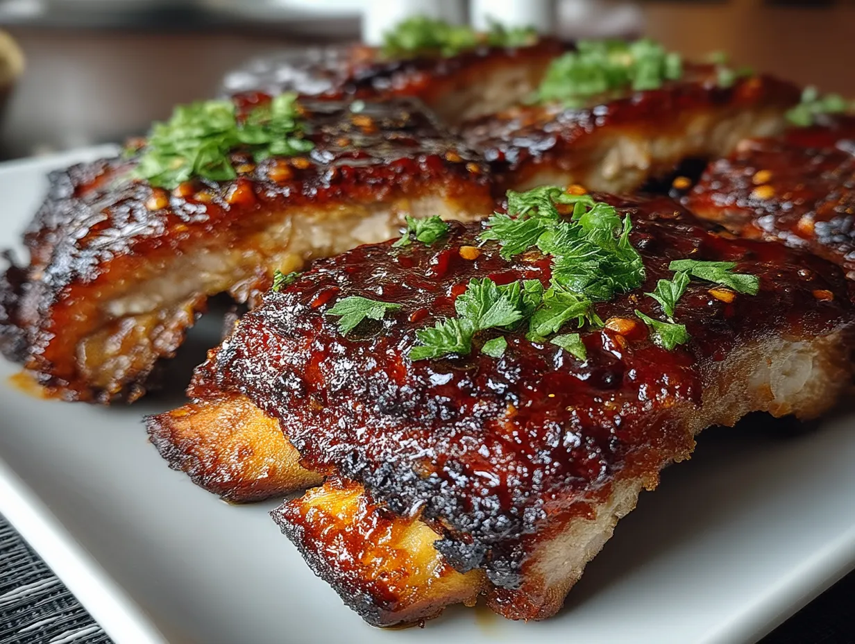 Serve Oven Baked BBQ Ribs with sides